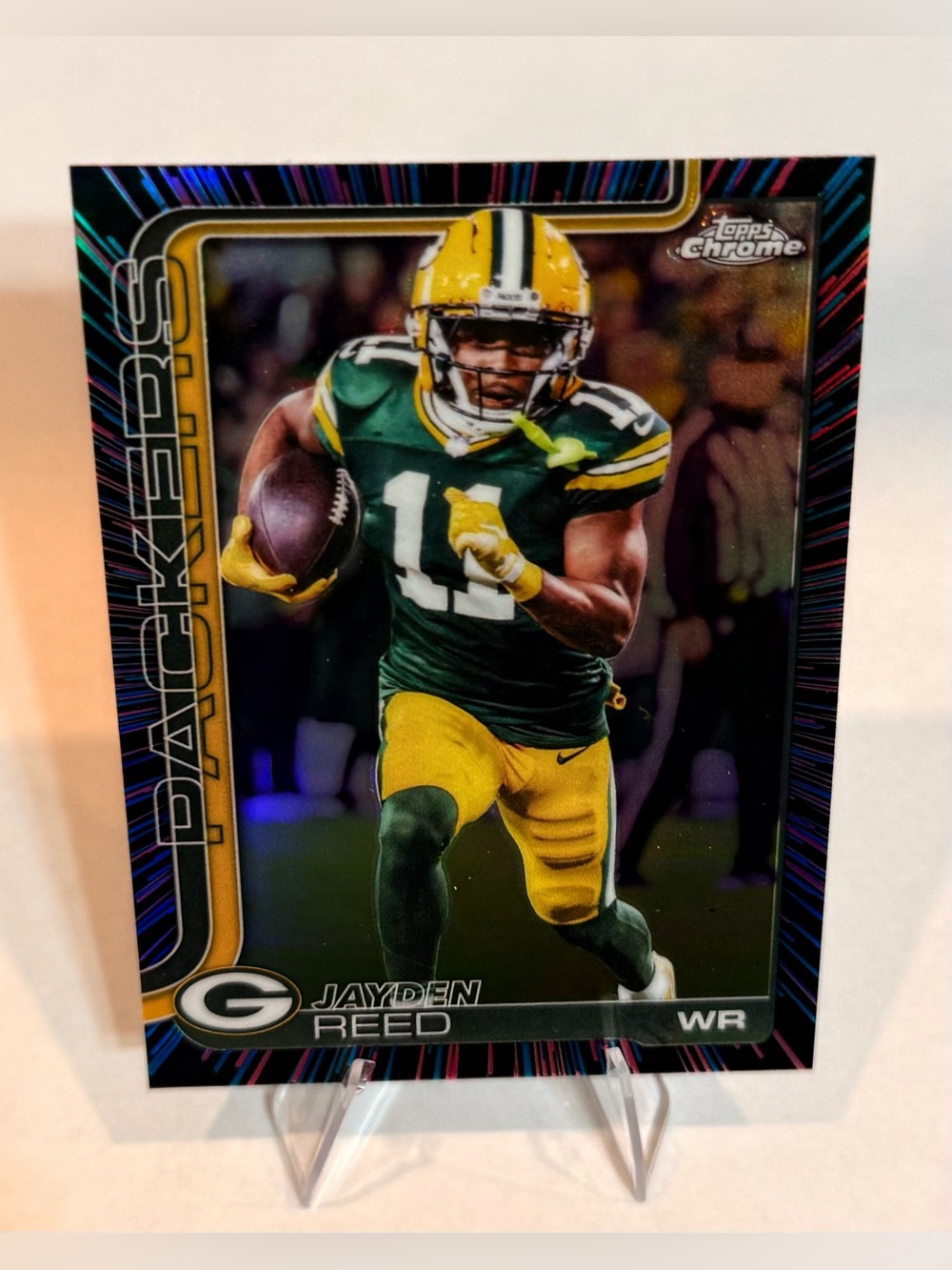 2025 Topps Chrome - Neon Pulse Refractors # 107 Jayden Reed - WR football